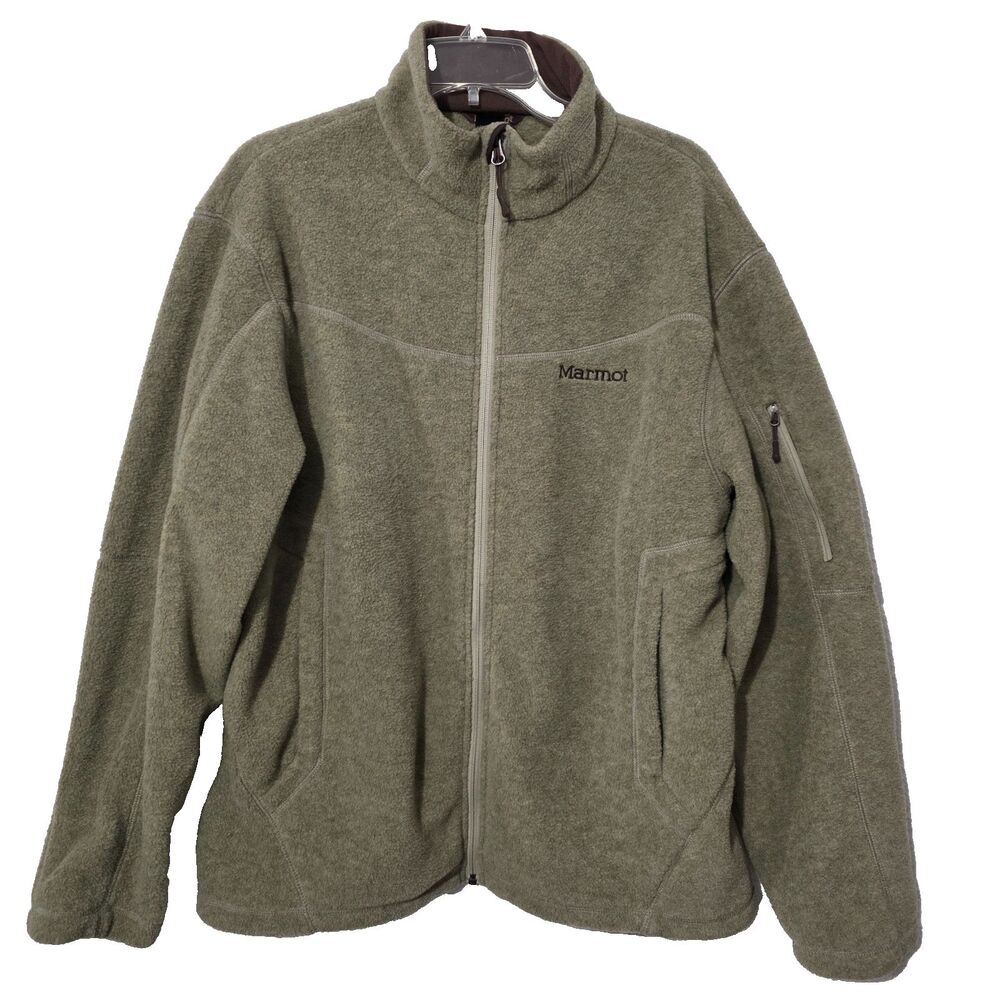 Marmot Polartec Fleece Jacket Mens  Full Zip Olive Green Outdoor L